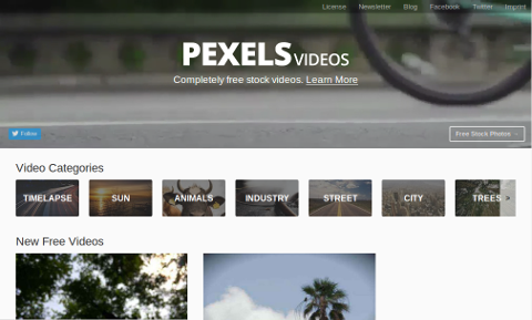 Pexels Videosトップページ